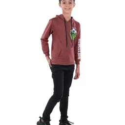 3PIN Full Sleeves Nothing But Athletic Printed Hoodie Sweatshirt - Burgundy-picture-18