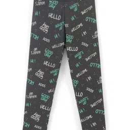 Pine Kids Stretchable Cotton Bio Washed Full Length Leggings Text Print - Dark Shadow-picture-21