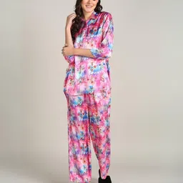 Zelena Polyester Three Fourth Sleeves Floral Printed Maternity Feeding Co-Ord Set With Concealed Nursing Access - Pink-picture-10