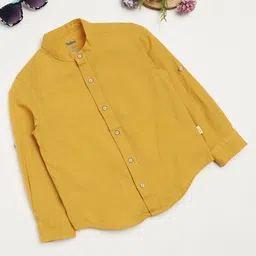 Milou Cotton Full Sleeves Solid Bio Washed Shirt - Yellow-picture-27