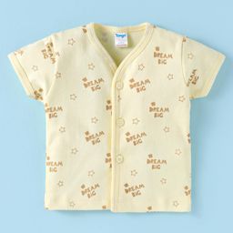 Tango Interlock Knit Half Sleeves Jhabla with Text Print - Yellow-picture-41