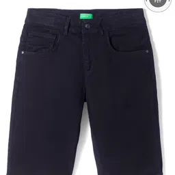 UCB Cotton Woven Above Knee Length Solid Color Shorts - Black image 1