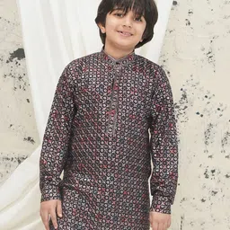 AJ Dezines Cotton Blend Full Sleeves Sequins Embellished & Threadwork Embroidered Kurta - Red-picture-17