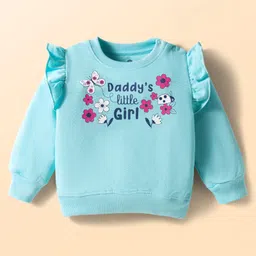 Doodle Poodle 100% Cotton Knit Light Weight Full Sleeves Sweatshirt With Floral Print - Light Blue-image-36