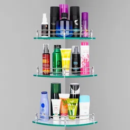 motiqo Glass Corner Shelf For Bathroom, Kitchen, Bathroom Accessories, Shelf Round Glass Wall Shelf-picture-21