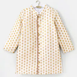 Babyoye Full Sleeves Kurta & Pajama Set Foil Print - White image 2