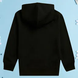 NUSYL Fleece Full Sleeves Floral & Fill The World With Kindness Text Printed Hoodie - Black image 3