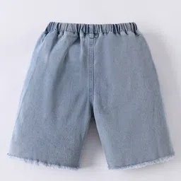 Mark & Mia Washed Denim Shorts with Hearts Embroidery - Light Blue image 2