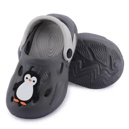 PASSION PETALS Penguin Applique Detailed Perforated Sling Back Clogs - Dark Grey image 3