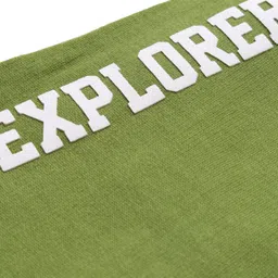 Babyhug French Terry Knit Full Length Track Pant with Pockets & Explore Text Print - Green image 3