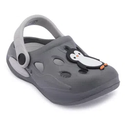 PASSION PETALS Penguin Applique Detailed Perforated Sling Back Clogs - Dark Grey image 4