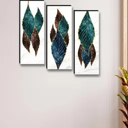 Myntra Elegant Homes Blue & Green 3 Pieces Floral And Botanical Wall Paintings-image-30