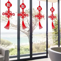 Asian royal Red Abstract PrintedSelf Adhesive 3D Decals & Stickers-image-29