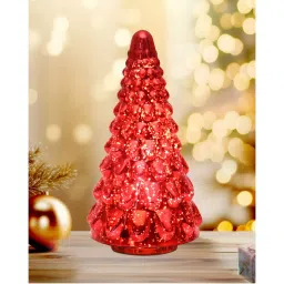 Homesake Mercury Glass Christmas Tree Table Lamp Light Home Decor Fairy-image-1
