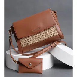 Van Heusen Women Brown Patterned Casual Sling Bag With Detachable Strap & Pouch-picture-15