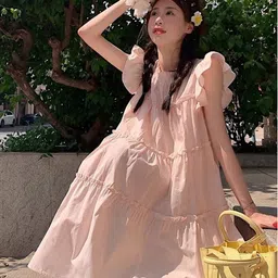 LULU & SKY Women Flutter Sleeves Tiered A-Line Dress image 2