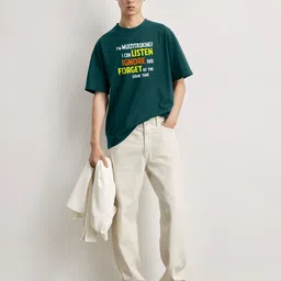 MaverIQ Typography Printed Round Neck Cotton Oversized T-shirt image 4