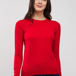 FableStreet Women Round Neck  Buttoned Sleeve Pullover-picture-23