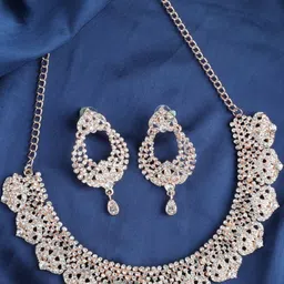 Atasi International Rose Gold-Plated Artificial Stone Studded Jewellery Set-image-75