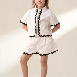 Angel & Rocket Kids Short Sleeves Cotton Linen Shirt With Shorts-picture-23