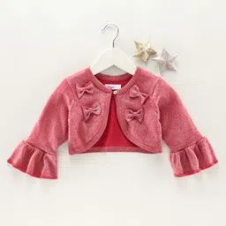 Babyoye Woolen Full Sleeves Shrug - Red-picture-26