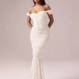 LULU & SKY Women Off-Shoulder Solid Maxi Dress-picture-13