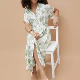 Colour Me by Melange Women Floral Printed Shirt Midi Dress-image-28