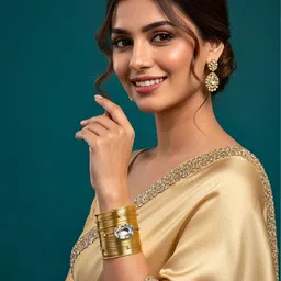 Anouk Women Crystals Handcrafted Gold-Plated Cuff Bracelet-picture-25