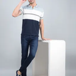 Crimsoune Club Men Colourblocked Polo Collar Cotton T-shirt image 3