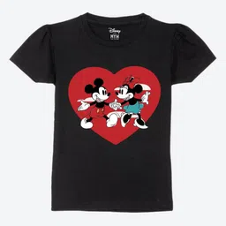 Wear Your Mind Girls Mickey Mouse Graphic Printed Round Neck Cotton T-shirt-picture-51