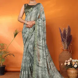Lookmark Floral Printed Pure Georgette Saree image 5