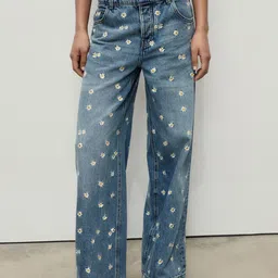 MANGO Women Regular Fit Mid-Rise Printed Jeans-picture-42