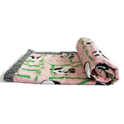 Silverlinen Panda Village Theme Reversible Single Blanket - Pink image 2
