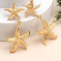 ORO ALMA Gold-Plated Star Shaped Drop Earrings-picture-54