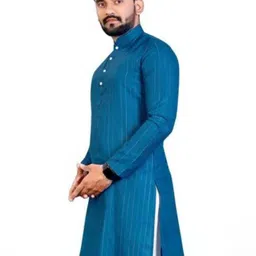 click n buy zankhi hosiery Men Self Design Straight Kurta (Red) image 2