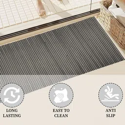 Kuber Industries Black Self Design 110 GSM Anti-Skid Bath Rug image 2