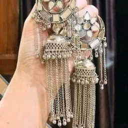 SZN Set Of 2 Artificial Stones Studded Dome Shaped Oxidised Jhumkas-picture-33