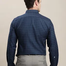 Turtle Men Standard Slim Fit Spread Collar Grid Tattersall Checked Cotton Formal Shirt image 3