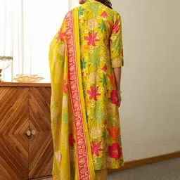 GoSriKi Women Floral Printed Anarkali Kurta with Palazzo & Dupatta image 2