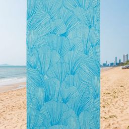 Creeva Blue Leaf Printed 500 GSM Cotton Beach Towel-picture-21
