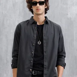 WROGN Men Comfort Fit Solid Spread Collar Cotton Casual Shirt-picture-34