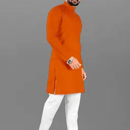 Attigo Orange Cotton Blend Kurta Sets image 2