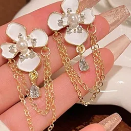 AKISON JEWELS Gold-Plated Floral Drop Earrings-picture-16