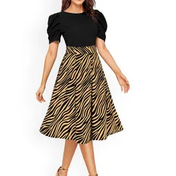 ILLI LONDON Print Puff Sleeve A-Line Dress image 3