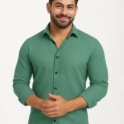 KHUSHI CREATION Original Slim Fit Textured Spread Collar Casual Shirt-picture-30