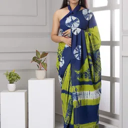 Pinkcity Trade World Tie and Dye Pure Cotton Block Print Saree-image-86