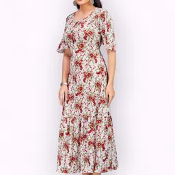 PAMPER YOURSELF Floral Print Georgette Fit & Flare Maxi Dress image 3