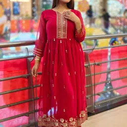 KALINI Women Embroidered Gotta Patti Georgette Kurta-picture-25