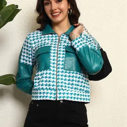 BAESD Women Houndstooth Fleece Lightweight Knitted Jacket-picture-21