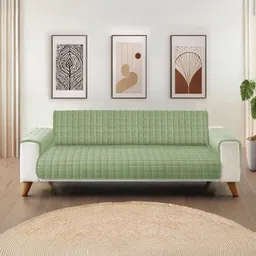 URBAN SPACE Green 3-Seater Quilted Sofa Cover with Arms-picture-19